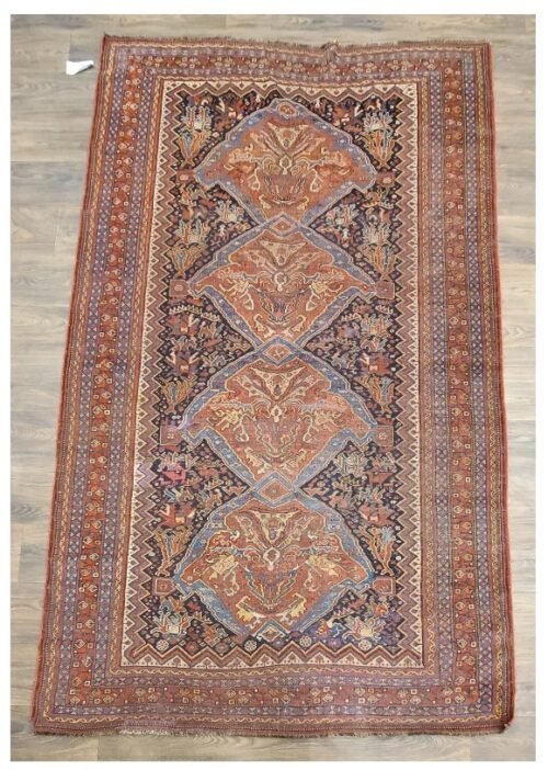 Antique Handwoven Authentic Persian Qashkaie Size 5'x8' Circa 1900s 100% Wool Rug #PQ206