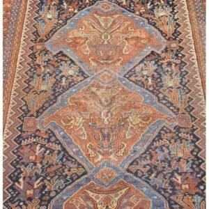 Antique Handwoven Authentic Persian Qashkaie Size 5'x8' Circa 1900s 100% Wool Rug #PQ206