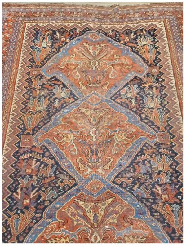 Antique Handwoven Authentic Persian Qashkaie Size 5'x8' Circa 1900s 100% Wool Rug #PQ206