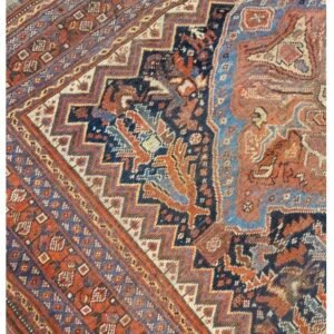 Antique Handwoven Authentic Persian Qashkaie Size 5'x8' Circa 1900s 100% Wool Rug #PQ206