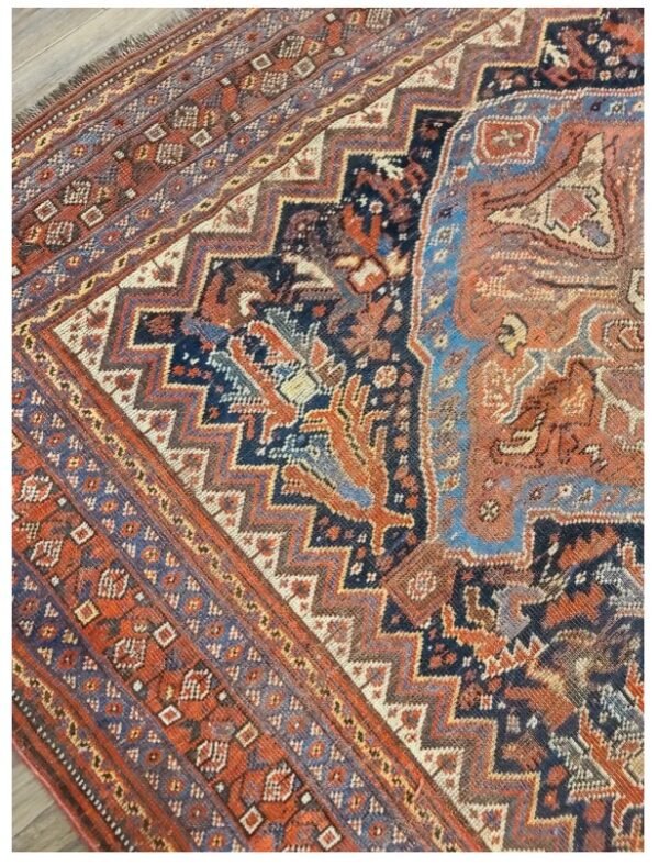 Antique Handwoven Authentic Persian Qashkaie Size 5'x8' Circa 1900s 100% Wool Rug #PQ206