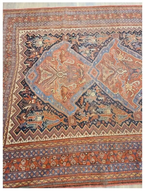 Antique Handwoven Authentic Persian Qashkaie Size 5'x8' Circa 1900s 100% Wool Rug #PQ206