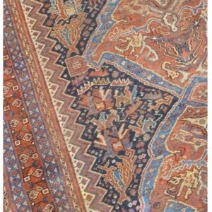 Antique Handwoven Authentic Persian Qashkaie Size 5'x8' Circa 1900s 100% Wool Rug #PQ206