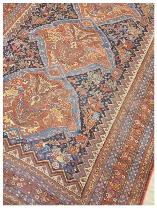 Antique Handwoven Authentic Persian Qashkaie Size 5'x8' Circa 1900s 100% Wool Rug #PQ206