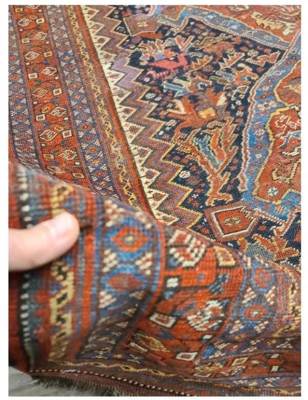 Antique Handwoven Authentic Persian Qashkaie Size 5'x8' Circa 1900s 100% Wool Rug #PQ206