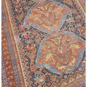 Antique Handwoven Authentic Persian Qashkaie Size 5'x8' Circa 1900s 100% Wool Rug #PQ206