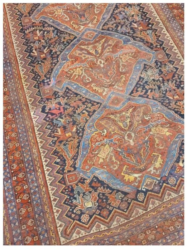 Antique Handwoven Authentic Persian Qashkaie Size 5'x8' Circa 1900s 100% Wool Rug #PQ206