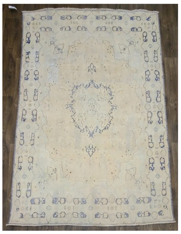 Antique Handwoven Light Colored Persian Kerman Rug Size 6'4"×9'5" #PK559