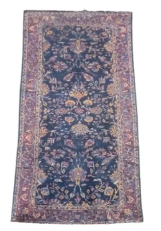 Antique hand knotted Persian blue Saruke mahal size 5'x10' circa 1920s