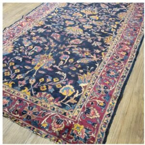 Antique hand knotted Persian blue Saruke mahal size 5'x10' circa 1920s