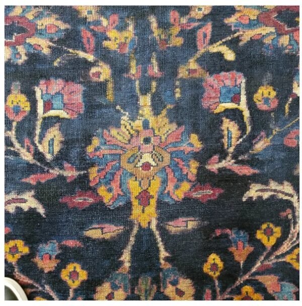 Antique hand knotted Persian blue Saruke mahal size 5'x10' circa 1920s