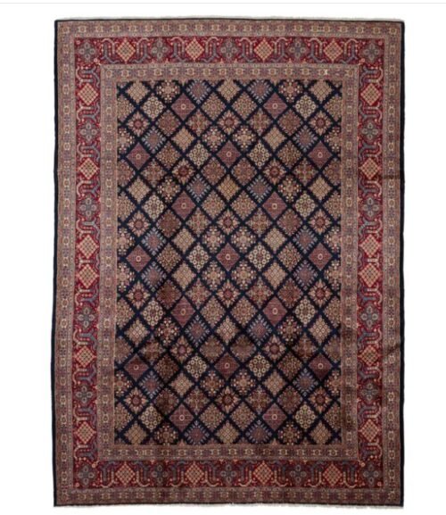 Black Traditional Persian Joshegan Wool Rug - 8'2" x 11'3"