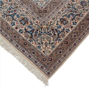 Blue Traditional Persian Nain Wool Silk Blend Rug - 8'8" x 11'10"