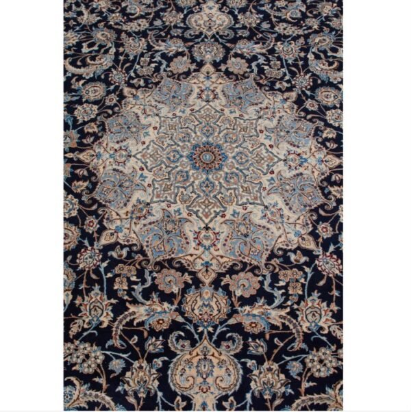 Blue Traditional Persian Nain Wool Silk Blend Rug - 8'8" x 11'10"