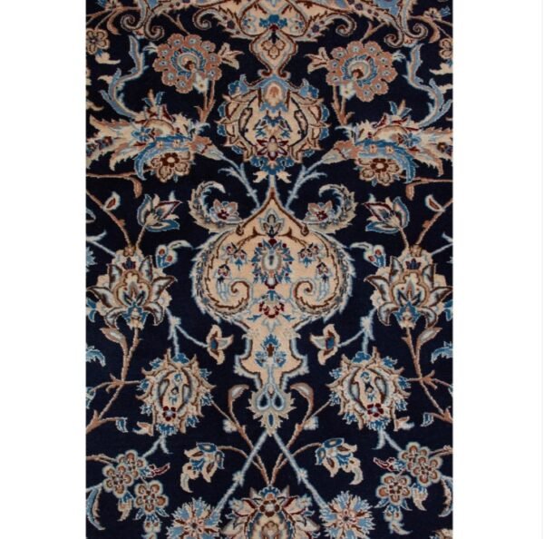 Blue Traditional Persian Nain Wool Silk Blend Rug - 8'8" x 11'10"