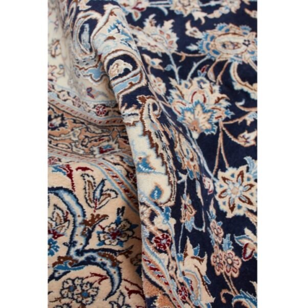 Blue Traditional Persian Nain Wool Silk Blend Rug - 8'8" x 11'10"