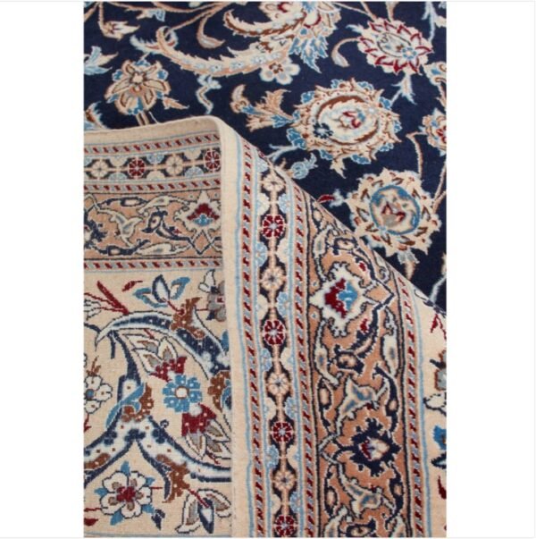Blue Traditional Persian Nain Wool Silk Blend Rug - 8'8" x 11'10"