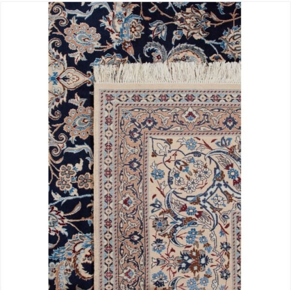 Blue Traditional Persian Nain Wool Silk Blend Rug - 8'8" x 11'10"