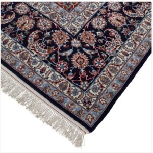 Red Traditional Persian Isfahan Wool Silk Blend Rug - 8'8" x 12'9"