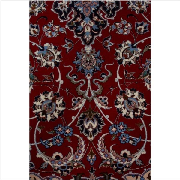 Red Traditional Persian Isfahan Wool Silk Blend Rug - 8'8" x 12'9"