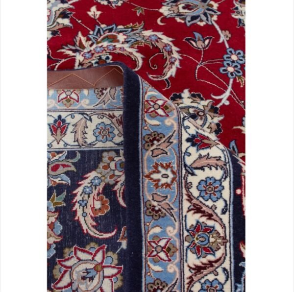 Red Traditional Persian Isfahan Wool Silk Blend Rug - 8'8" x 12'9"