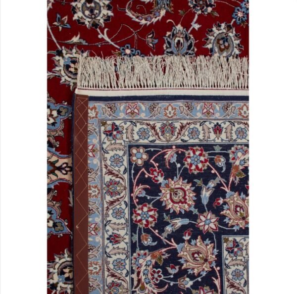 Red Traditional Persian Isfahan Wool Silk Blend Rug - 8'8" x 12'9"