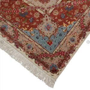 Red Traditional Persian Tabriz Wool Silk Blend Rug - 8'3" x 12'