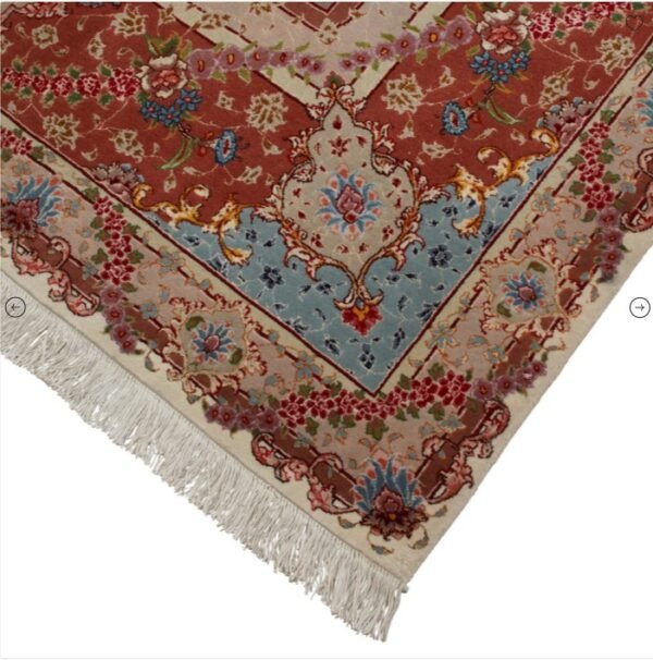 Red Traditional Persian Tabriz Wool Silk Blend Rug - 8'3" x 12'