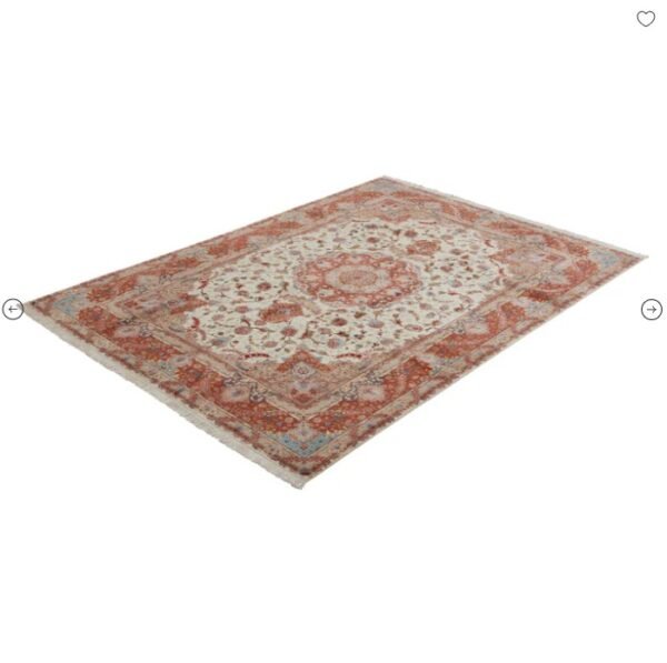 Red Traditional Persian Tabriz Wool Silk Blend Rug - 8'3" x 12'