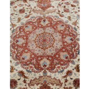 Red Traditional Persian Tabriz Wool Silk Blend Rug - 8'3" x 12'