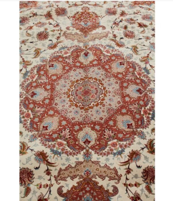 Red Traditional Persian Tabriz Wool Silk Blend Rug - 8'3" x 12'