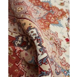 Red Traditional Persian Tabriz Wool Silk Blend Rug - 8'3" x 12'