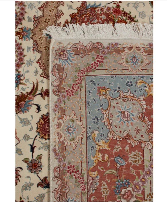 Red Traditional Persian Tabriz Wool Silk Blend Rug - 8'3" x 12'