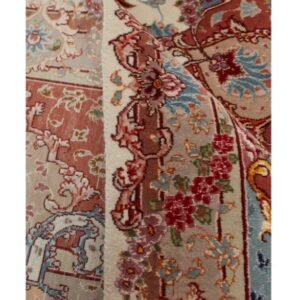 Red Traditional Persian Tabriz Wool Silk Blend Rug - 8'3" x 12'