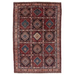 Red Traditional Persian Yalameh Wool Rug - 6'10" x 10'1"